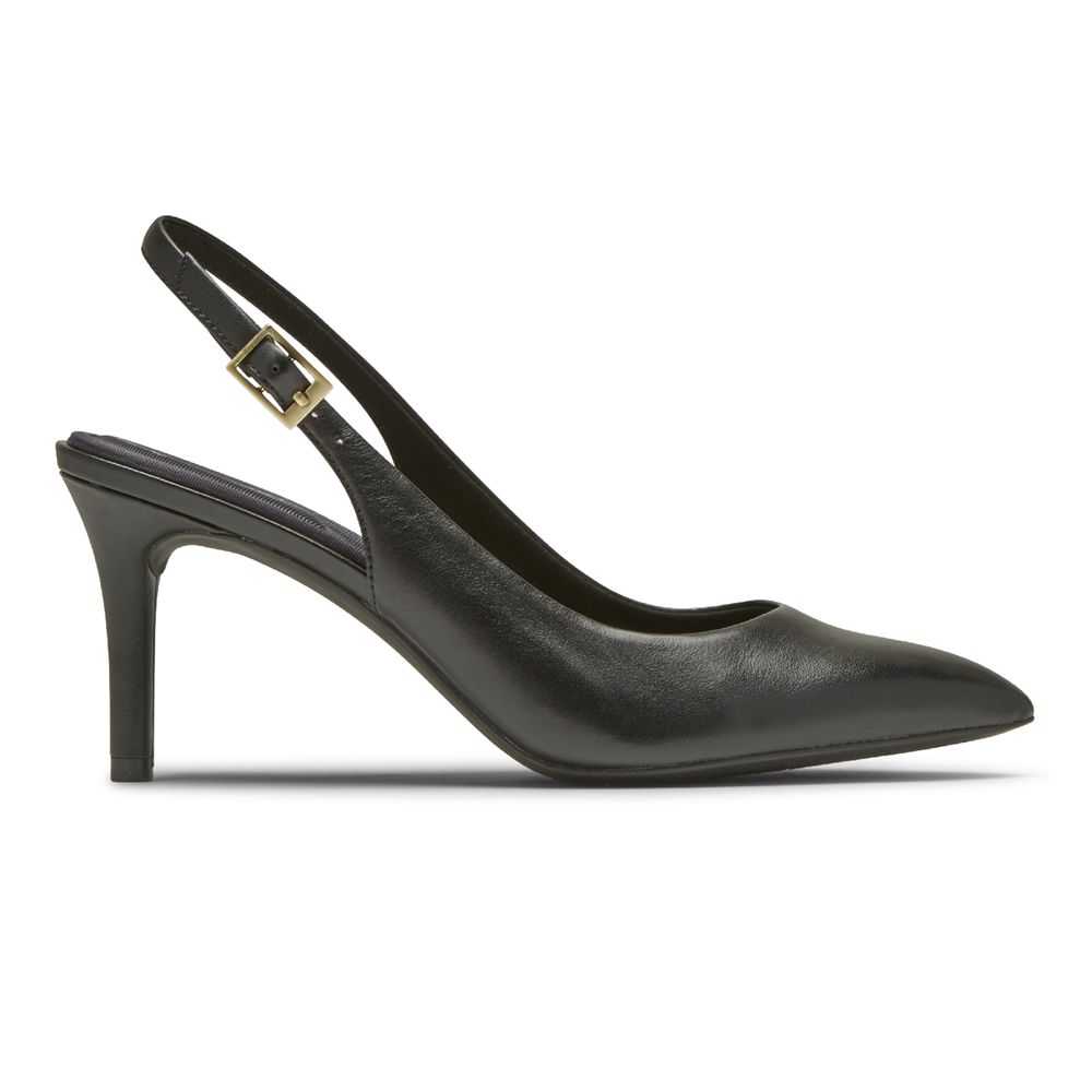 Rockport Women's Total Motion Pointed Toe Sling Pumps - Black - USA (8465EQCTJ)